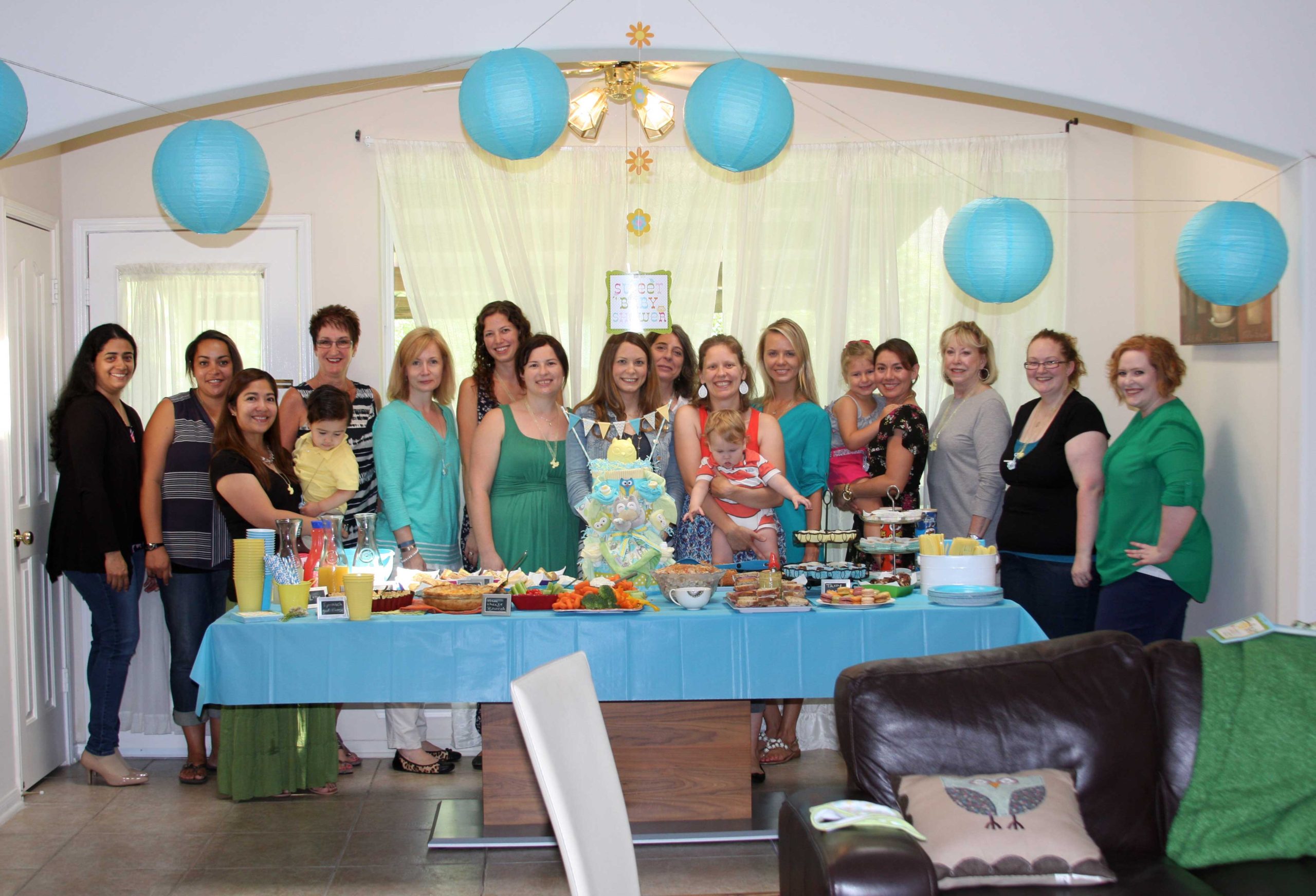 Joanne's turquoise and yellow, 'Owl' Baby Shower